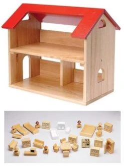 Dollhouse And 6 Room Furnishing Set