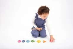 Rainbow Wooden Shape Twister -Children Learning Toy Store rainbow wooden shape twister manipulatives louise kool 418023