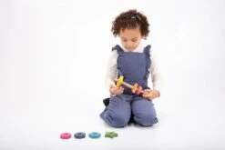 Rainbow Wooden Shape Twister -Children Learning Toy Store rainbow wooden shape twister manipulatives louise kool 606938