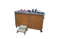 Toy Disinfectant/Food Preparation Cart With Portable Self Contained Sink