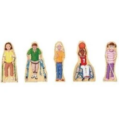 Wooden Block Play People - Diverse Abilities Children Set Of 5