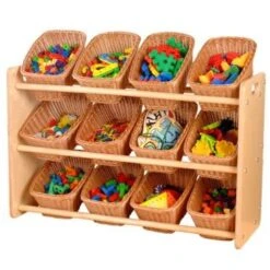 Wooden Rack Of Baskets